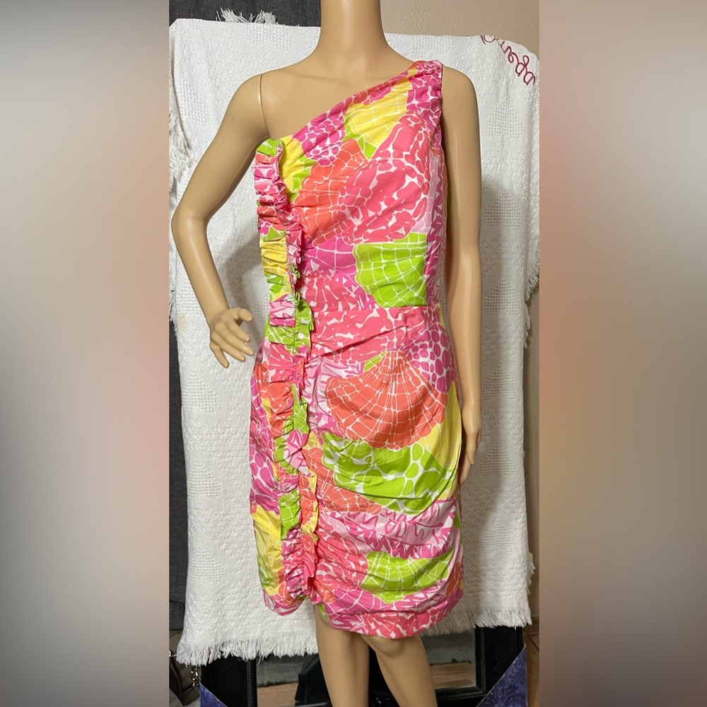 Lilly Pulitzer Strapless Pink and Green Dress